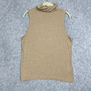 Vince Sleeveless Turtleneck Knit Top Womens M Tan Modal Stretch Minimal Basic